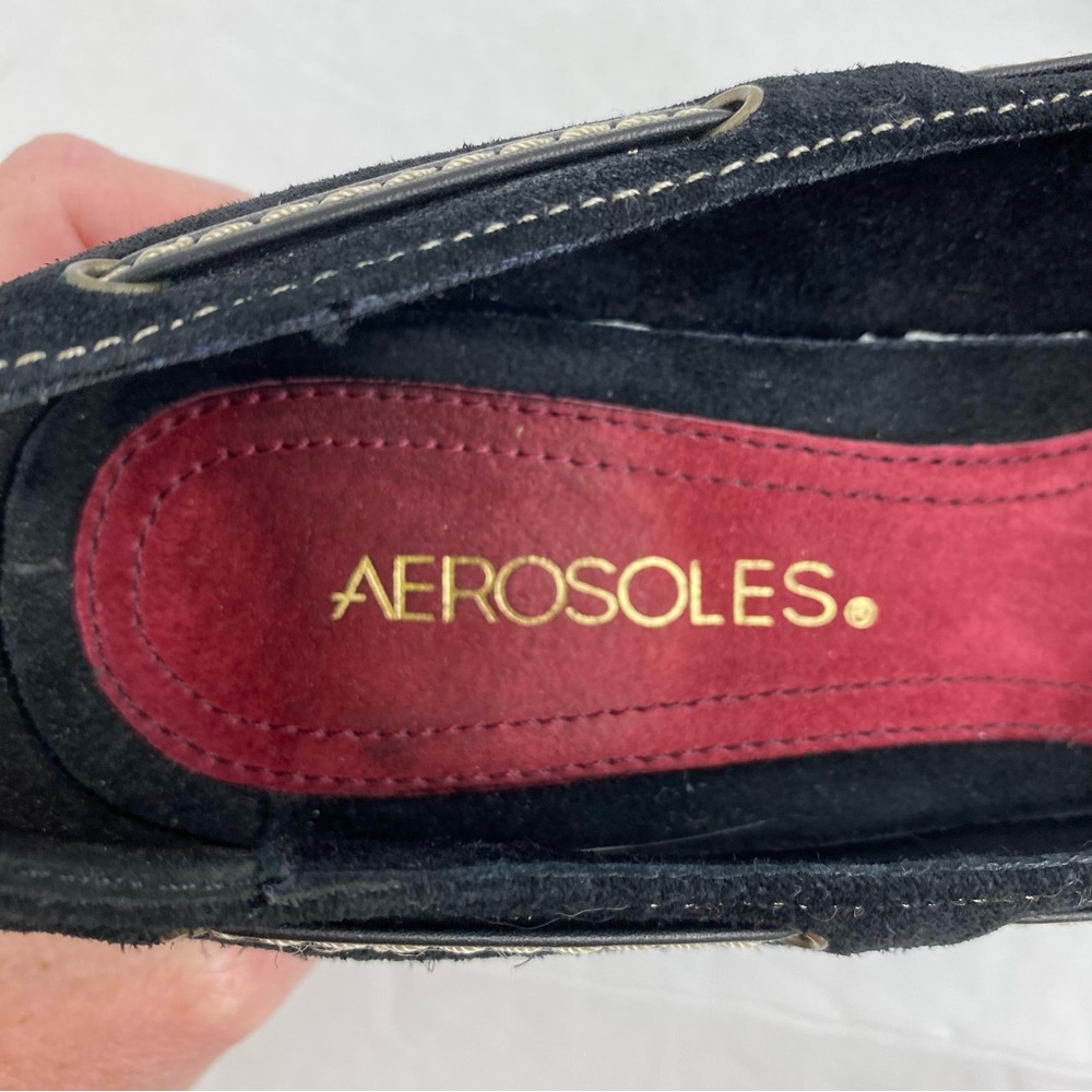 Aerosoles size 7.5 Women’s Black Suede Leather Wedge Heels - Picture 8 of 9